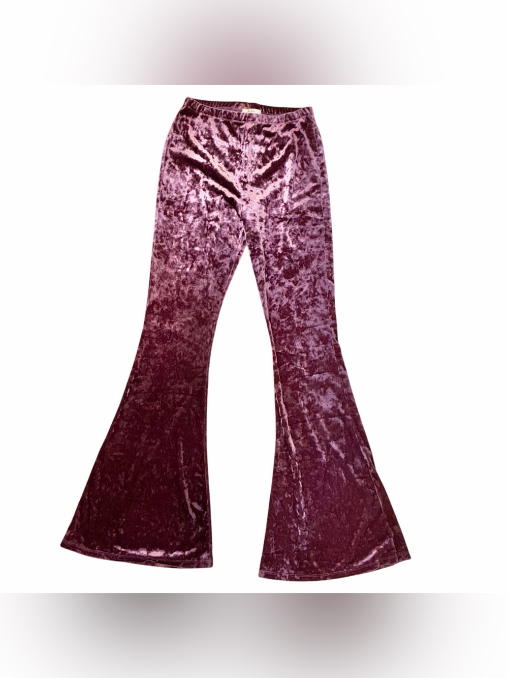 Très Bien Womens Size L Purple Velvet Pull On Flare Leg Pants Whimsigoth Fantasy